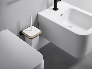 PIEGA WOOD - Wall-mounted ceramic toilet brush _ Edoné by Agorà